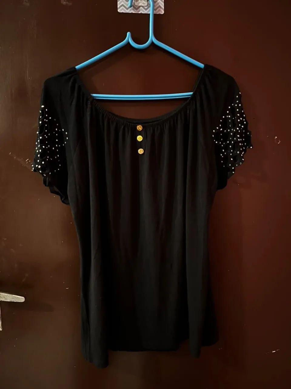 Blusa preta strass G
