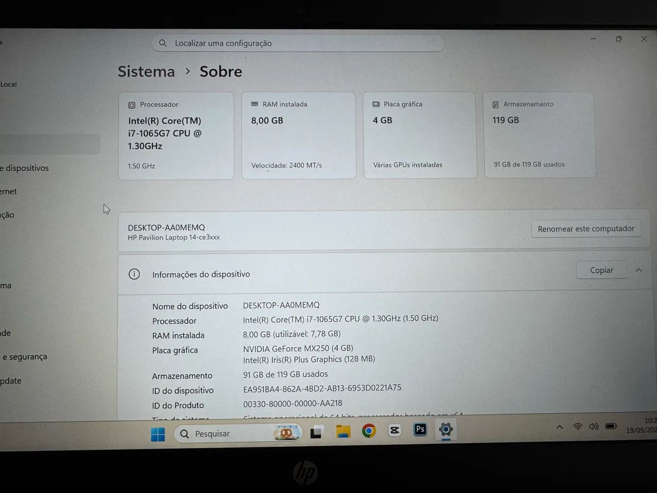 Notebook hp i7