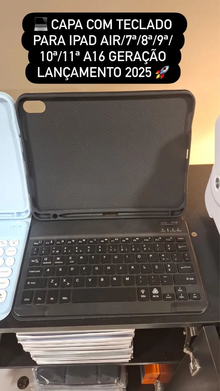 Capas com teclado para iPad Air/7ª/8ª/9ª/10ª/11ª A16 Geração Lançamentos 2025 Com 