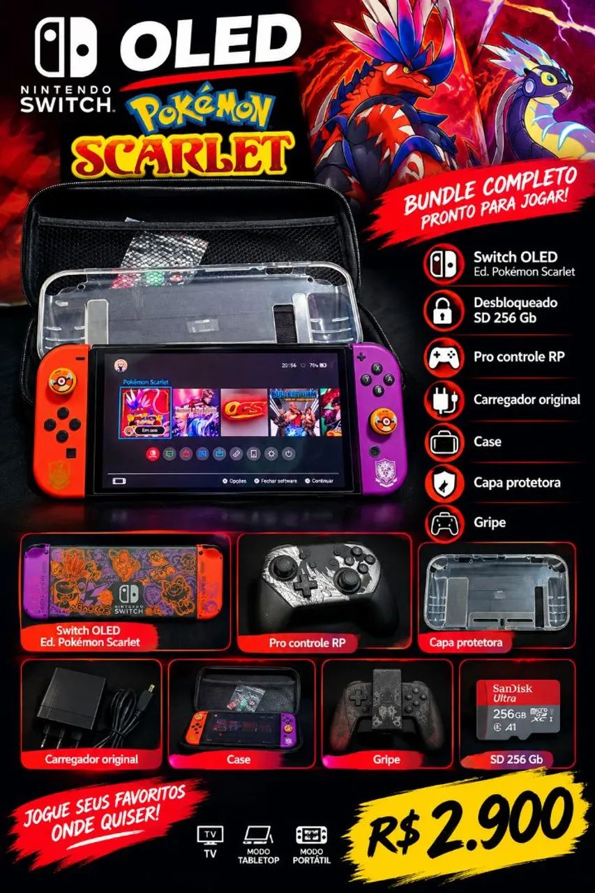 Switch OLED Pokémon Scarlet - Desbloq. - Foto 4