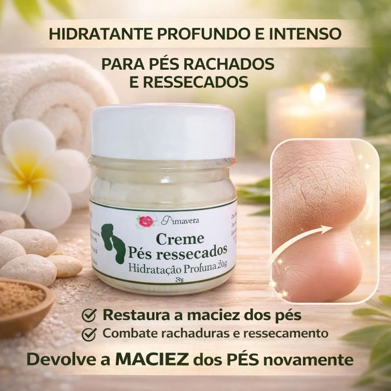 Creme para PÉS RACHADOS e ressecados - SEM URÉIA - ideal para pés ...