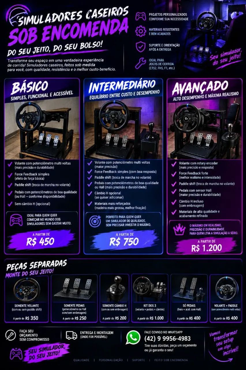 SIMULADORES GAMERS SOB ENCOMENDA
