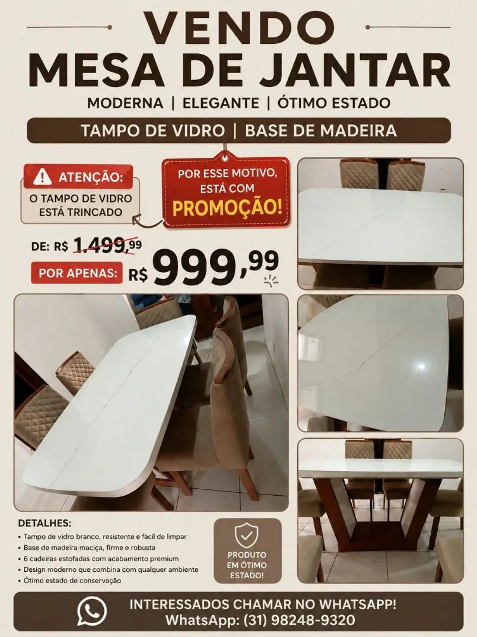 Mesa com 6 cadeiras - Foto 2