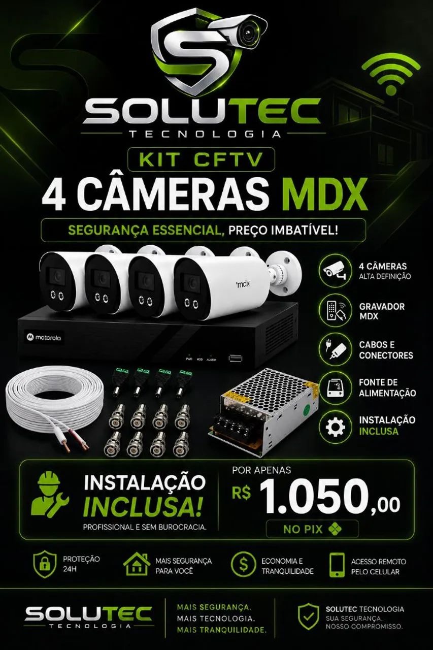 Kit CFTV com 4 câmeras 