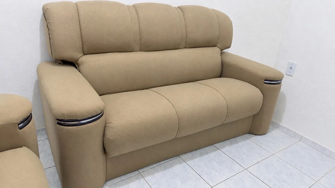 Sofá 2x3 lugares bege  - Foto 2