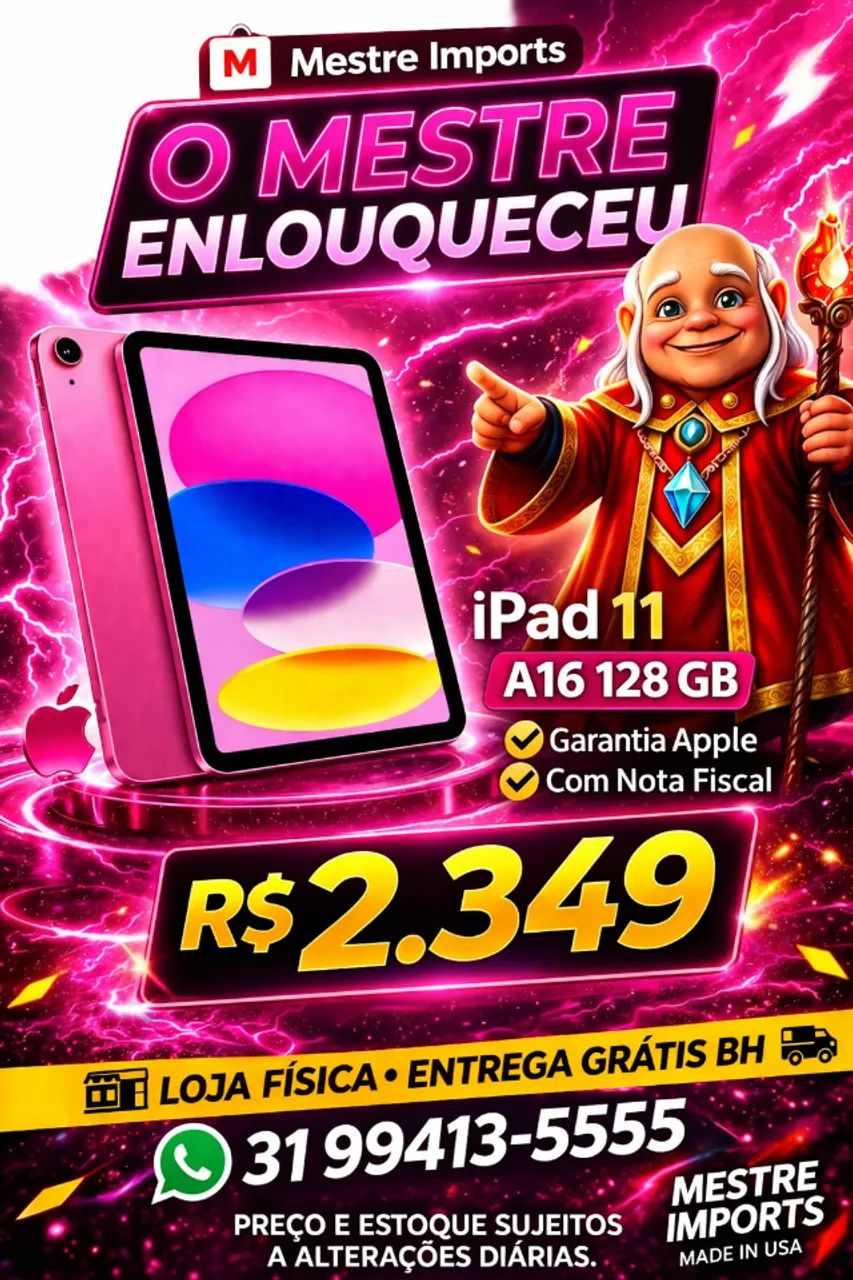 iPad 11 A16 128GB NOVO Garantia Apple Nota Fiscal Entrega BH