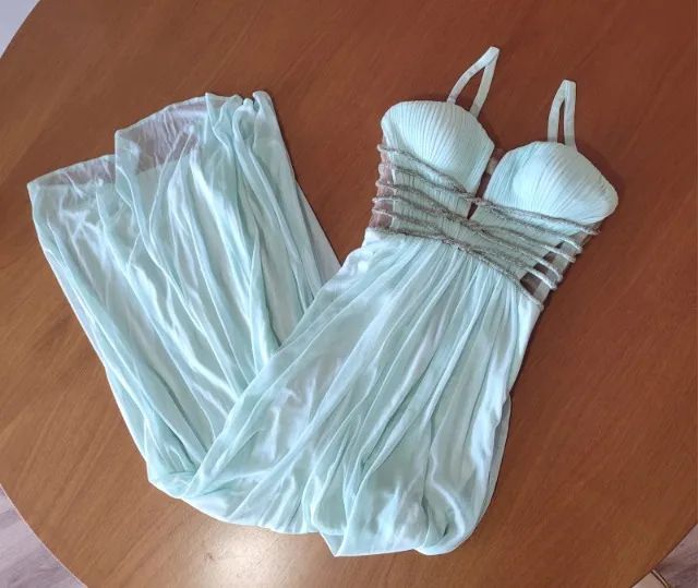 Vestido longo turquesa