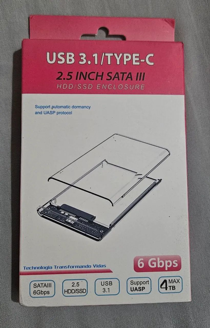 Case para Hd Externo em acrílico transparente 2,5 Sata Usb 3.1 - Foto 2