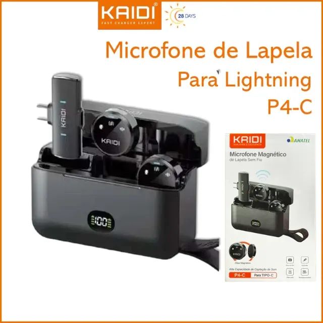 Microfone Lapela Magnético Alta Qualidade Kaidi Redução Ruído Iphone Android Tipo C P4-C - Foto 5
