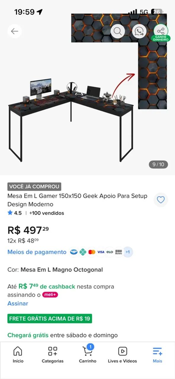 Mesa pc gamer em L  - Foto 3