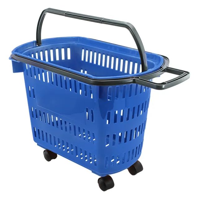 7198 - CESTA PLASTICA D-300 AZUL DE 30L C/RODAS / MARCA: DELLAPLAST