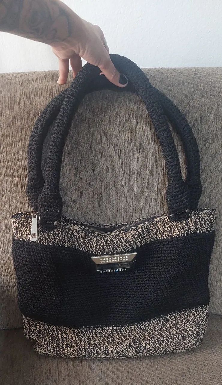 Bolsa de Crochê com Forro e Zíper 