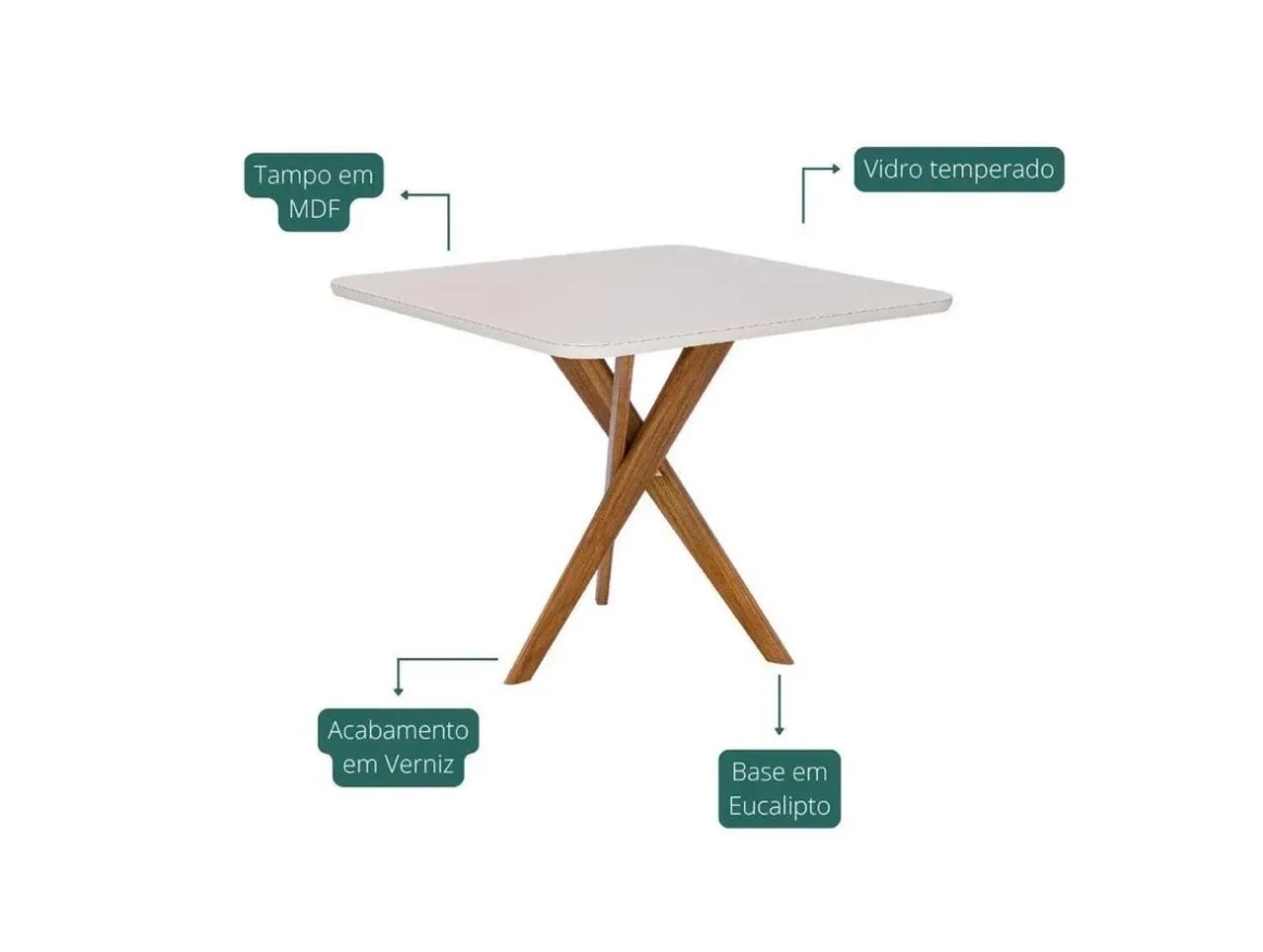 Conjunto mesa 4 cadeiras com vidro - Foto 4