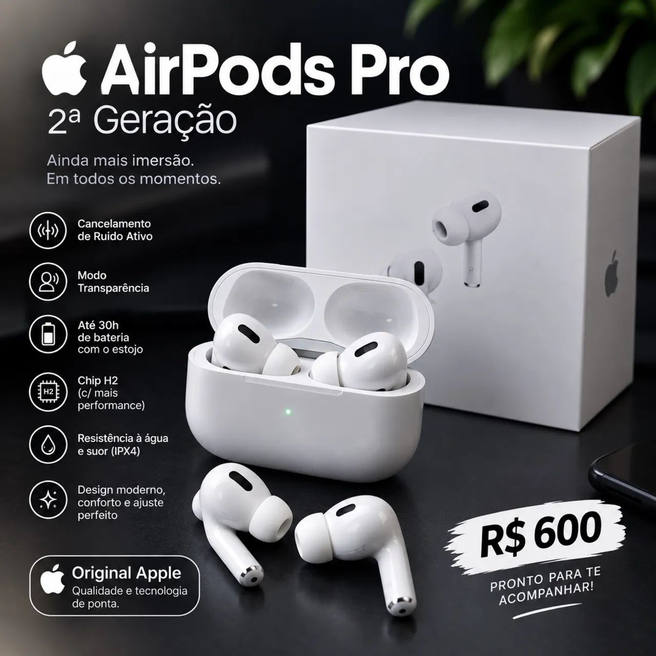 AirPods Pro 2ª Geração ? R$ 600 - Fones de Ouvido - Setor Bueno