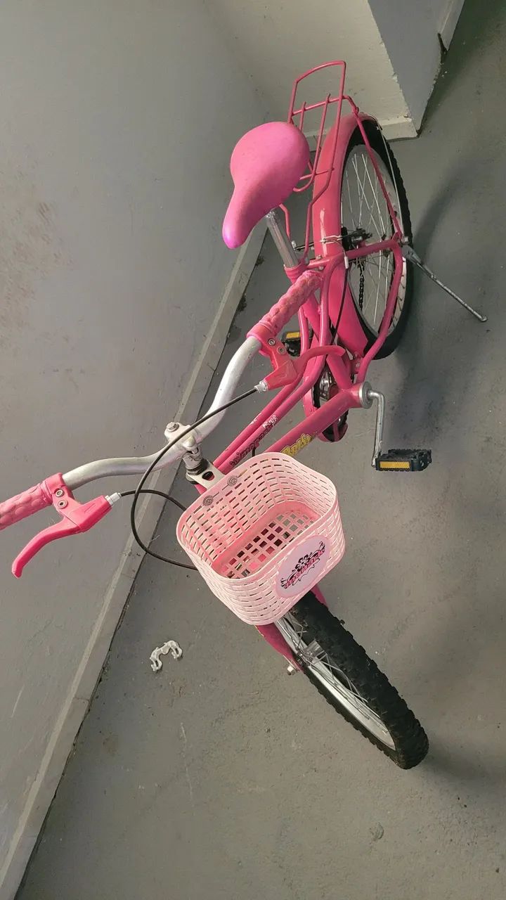Bicicleta Infantil Aro 20 Rosa Monark c/Cesta e Bagageiro - Foto 2