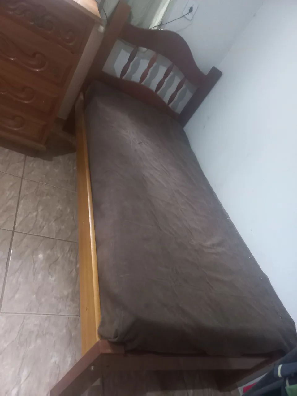 Cama Solteiro Madeira Cerejeira 
