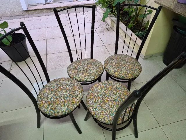 Cadeiras de Ferro com assento estampado (4x)