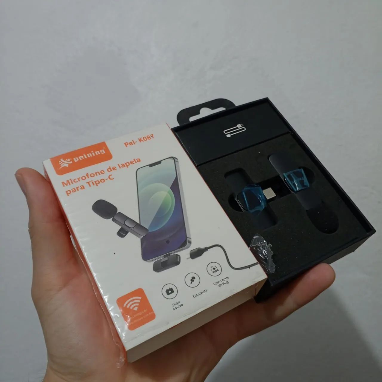 Microfone lapela para celular Android ou IOS iPhone microfone profissional para gravar 