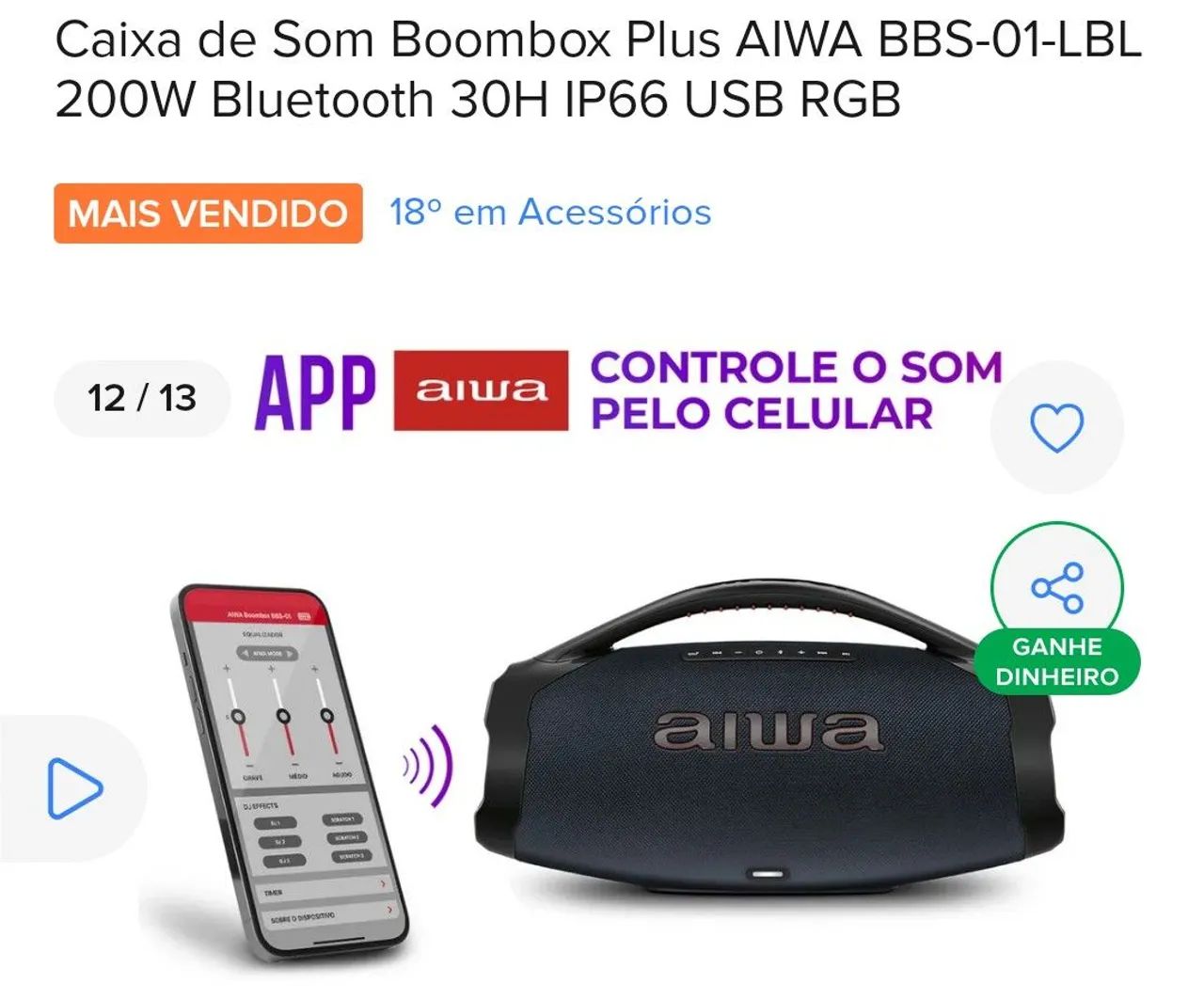 Caixa de som Bombox (Aiwa) original  - Foto 4