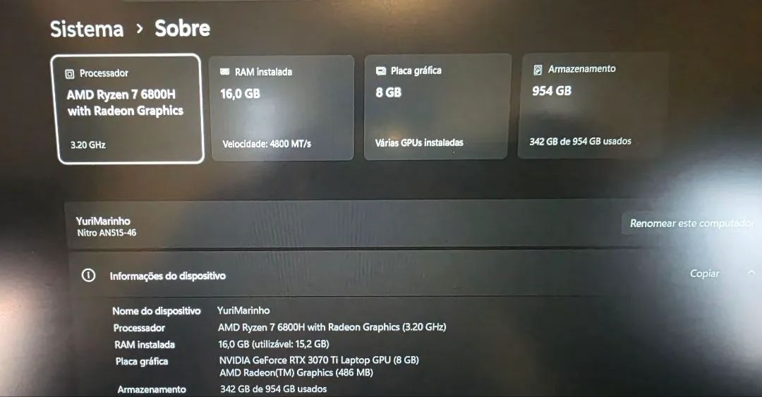 Notebook Gamer Acer Nitro RTX 3070i - Foto 5