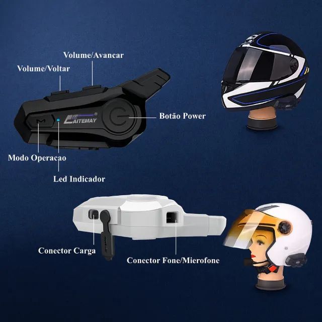 Fone Bluetooth para Capacete Moto Tomate MT-C002 IPX6 - Foto 4