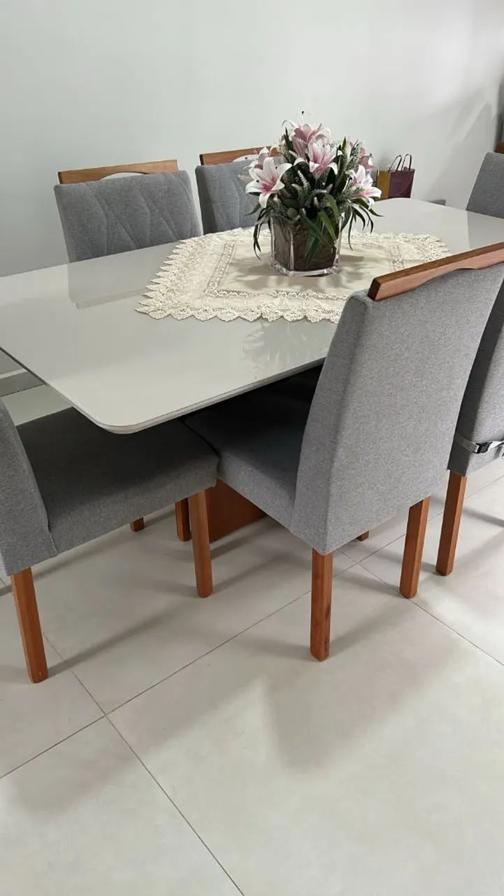 Mesa de vidro - 6 lugares (novíssima) - Foto 3