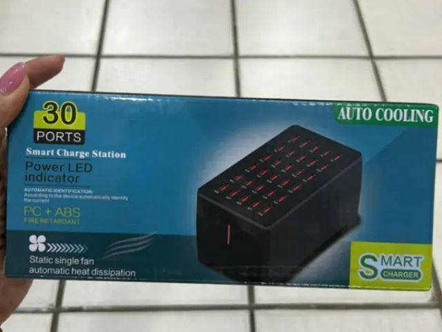 Estação De Carga Inteligente 20 e 30 Portas USB Carregador Múltiplo Com Resfriador e Leds - Foto 2