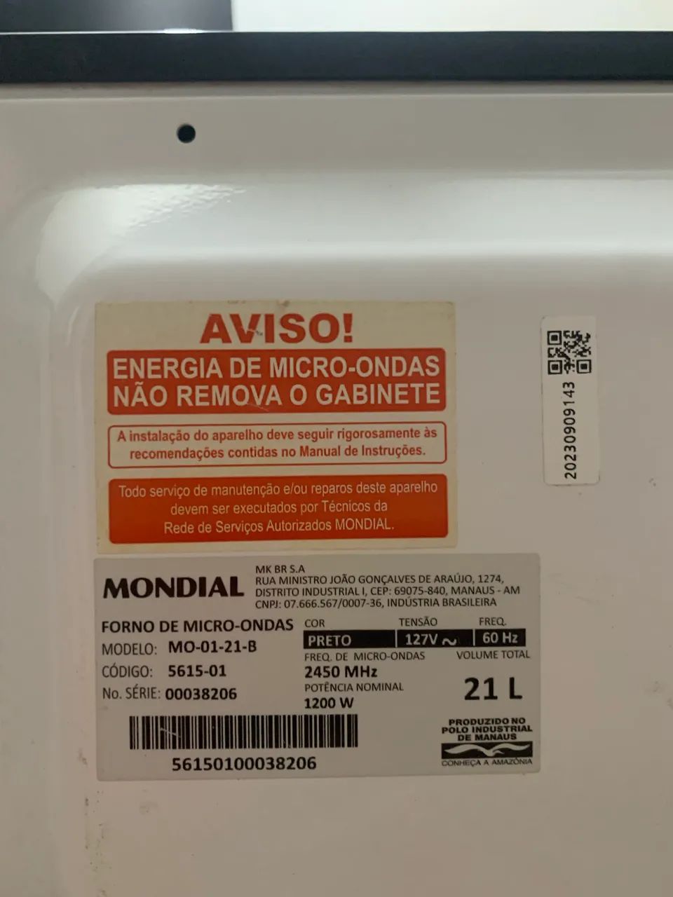 Microondas Mondial 21L