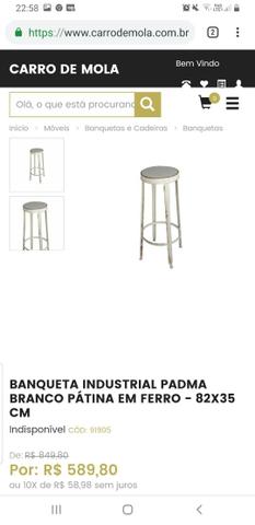 2 Banquetas Industriais de Ferro em Patina Branco - Foto 4