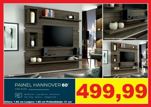 Painel para TV até 60 Polegadas Hannover 3 Prateleiras 2 Nichos