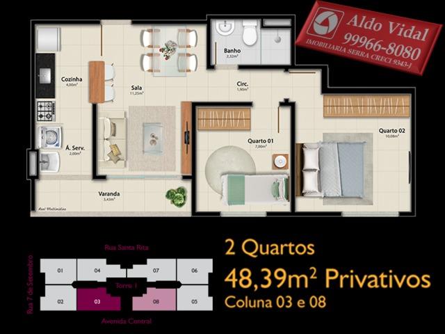 AVR 25- Apto 2Q com Varanda, sala, banheiro social e suíte, cozinha e área de serviço - Foto 4