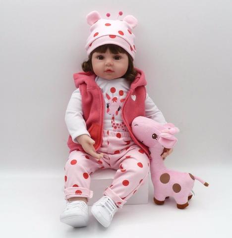 Boneca Bebê Reborn Gisele 60cm Girafa De Brinde