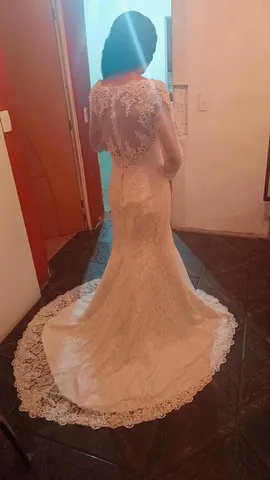 Vestido De Noiva Estilo Princesa Bordado Pérolas Brinde Véu