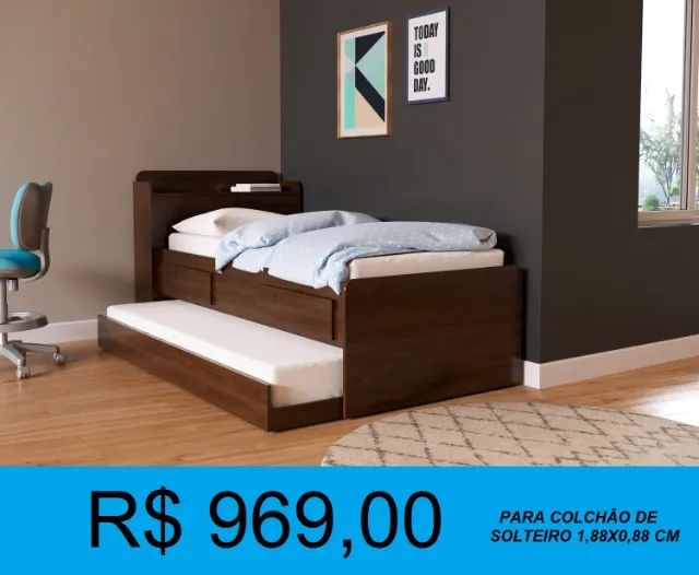 Cama solteiro bibox com auxiliar e gavetas - Entrega e montagem gratis - Foto 2