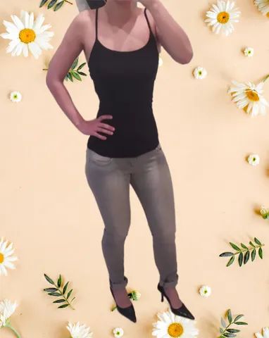 Calça jeans cinza zara tamanho 36 - Foto 4