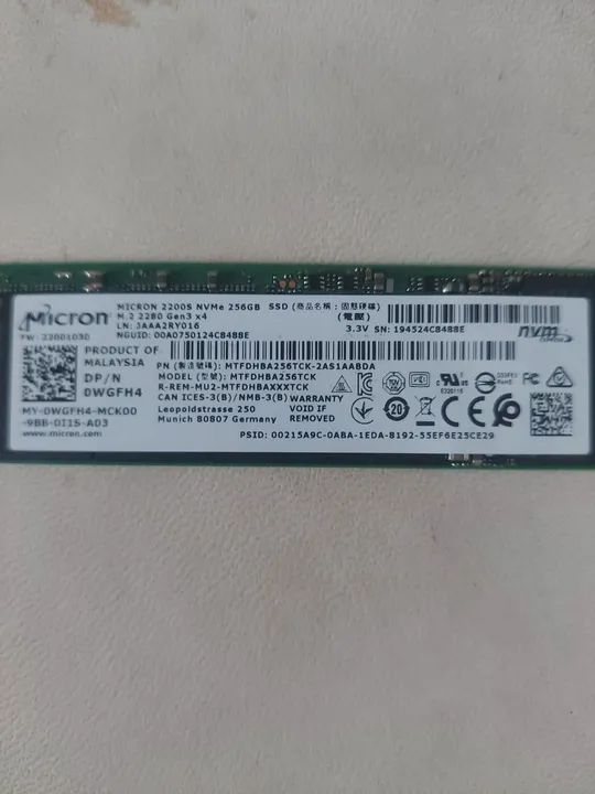 SSD Micron 2200S NVMe 256GB