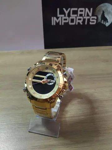 Relógio Dourado Naviforce Original 