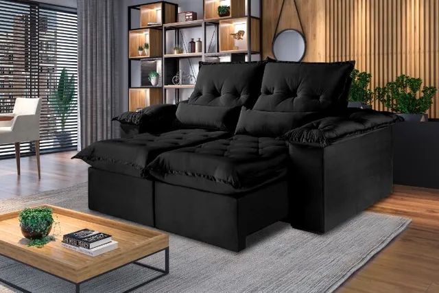 sala sofa top de linha retratil e reclinavel de 3 lugares 190 cm  - Foto 2