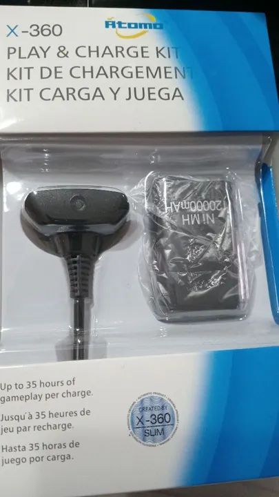Bateria e cabo para comtrole de xbox 360