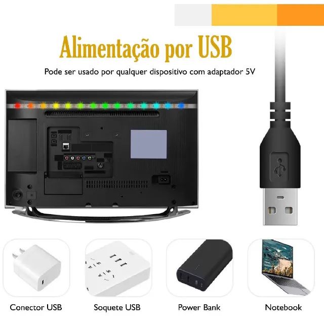 Fita Led Bluetooth Usb 5m Resistente Para Sala, Quarto, Tv, Cor da luz Colorida - Foto 3
