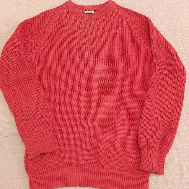 Suéter de tricô de linha, 100% algodão, marca Beneton Italy, vermelho e amarelo, tam. 42.