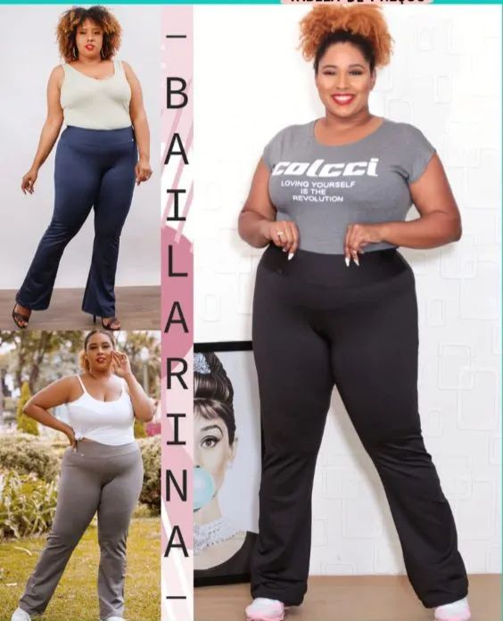 Calça bailarina plus size fashion