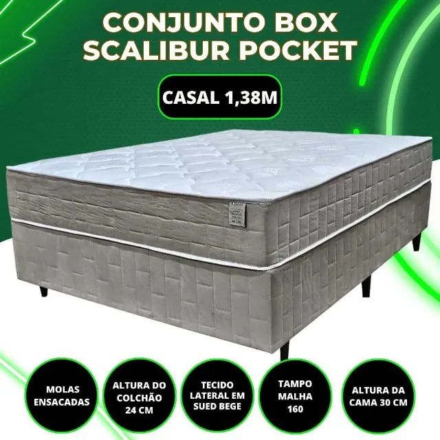 Cama Box Casal Scalibur Molas Ensacadas 1,38X0,24X1,88 - Foto 3