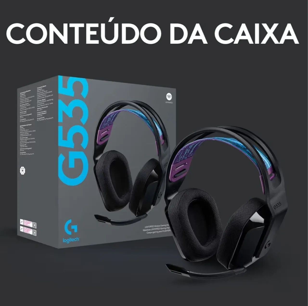 Headset G535 Lightspeed Sem Fio Logitech, Lacrado, PC/PS4/PS5 - Foto 4