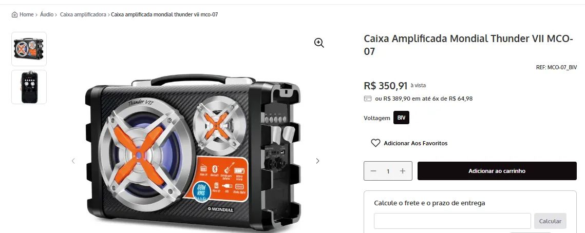 Caixa Amplificada Mondial Thunder VII MCO-07