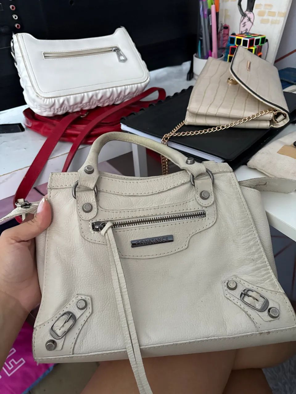 Bolsa Constance Off White Couro