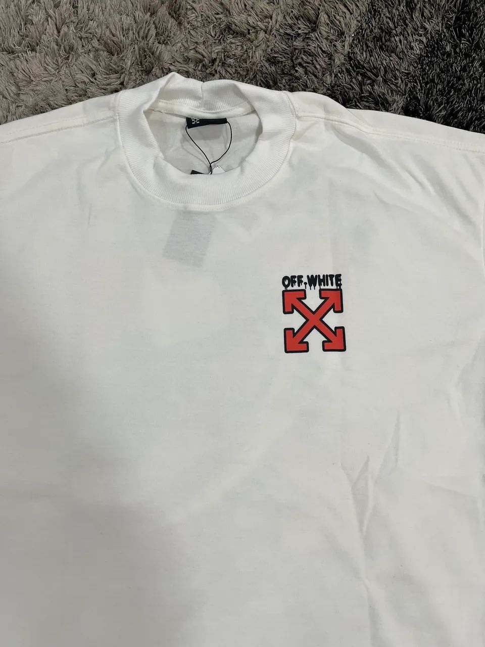 Camiseta Off-White Oversized Malha Suedine Branca - Foto 3