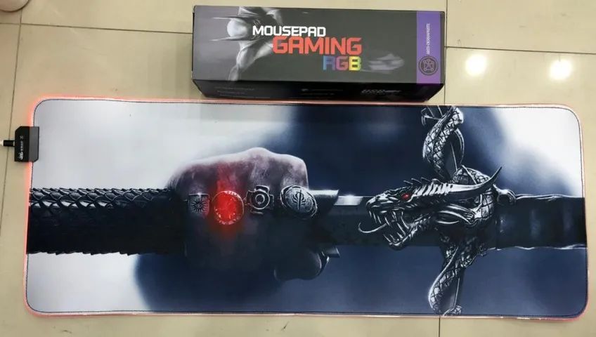 Mouse pad Rgb 7 com LED Speed 800x300x4mm Grande Gamer - Foto 2