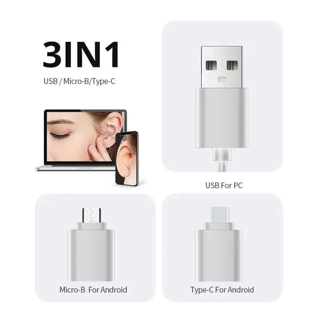 Otoscópio portátil para celular + Cabo USB - Foto 5