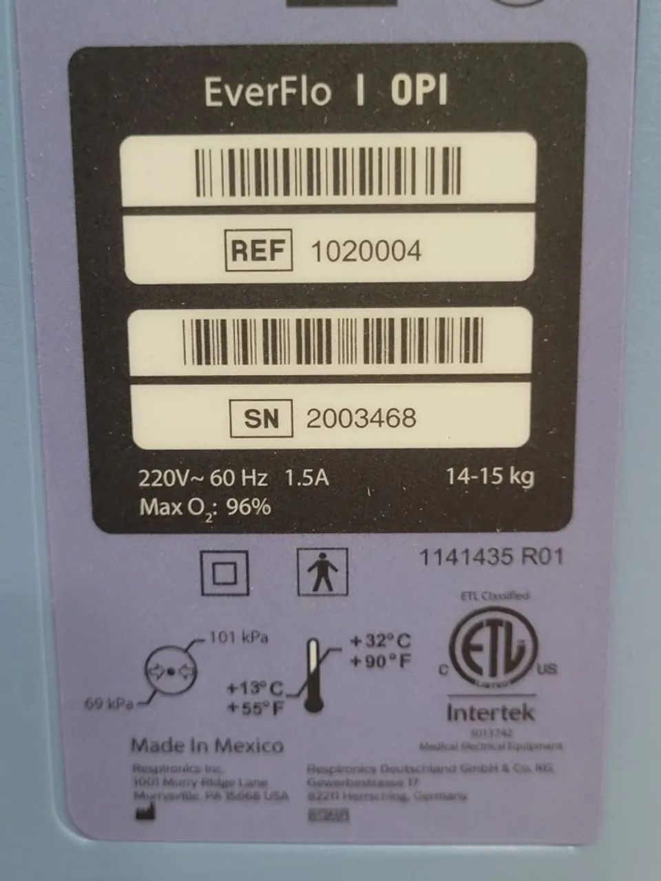 Philips EverFlo 220V Concentrador de Oxigênio  - Foto 3